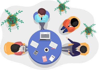 İş yeri bağlantısı çalışma konsepti. İş adamları projeden bahsediyor.
