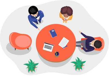 İş yeri bağlantısı çalışma konsepti. İş adamları projeden bahsediyor.