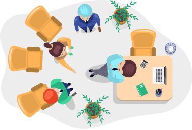 İş yeri bağlantısı çalışma konsepti. İş adamları projeden bahsediyor.