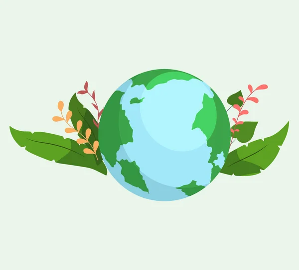 Ícone ambientalmente amigável. Conceito ecológico com verde eco terra e florescendo belas plantas —  Vetores de Stock