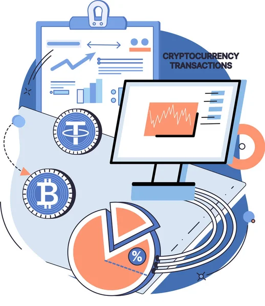 Analysis of statistical indicators of cryptocurrency. Financial strategy, internet money exchange — Stock Vector