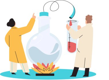 Antivirüs aşısı. Bilimsel araştırmaları yürüten bilim adamları laboratuvar asistanlarından oluşan bir takım test tüpü sahnesi hazırladılar.