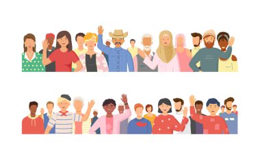 Bir arada duran çok ırklı bir grup insan, topluluk ve beraberlik kavramı çeşitlilik portresi