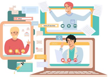 Sanal toplantı, doktorla online danışma. Uzaktan tedavi gören bir hasta.