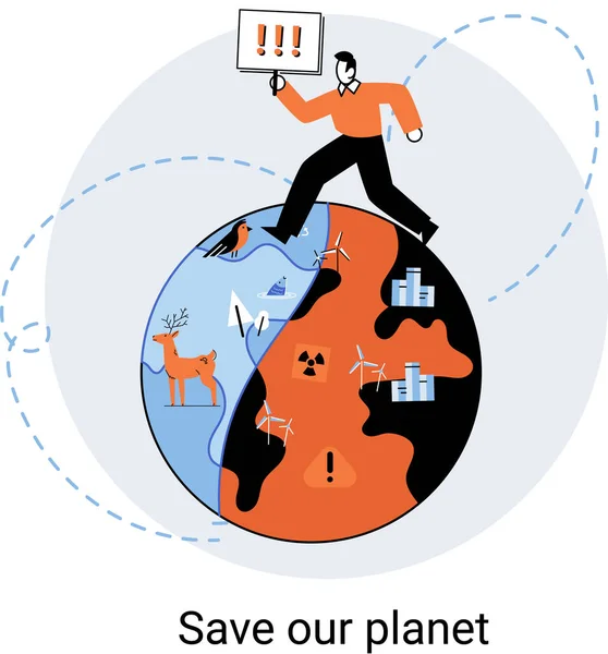 Cambio climático. Biodiversidad de la naturaleza madre tierra. Metáfora del cambio climático y del planeta salvador, Día Mundial del Medio Ambiente — Vector de stock