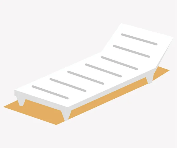 Cadeira de praia ilustração sobre fundo branco. Vector deckchair plana, salão de chaise de madeira —  Vetores de Stock