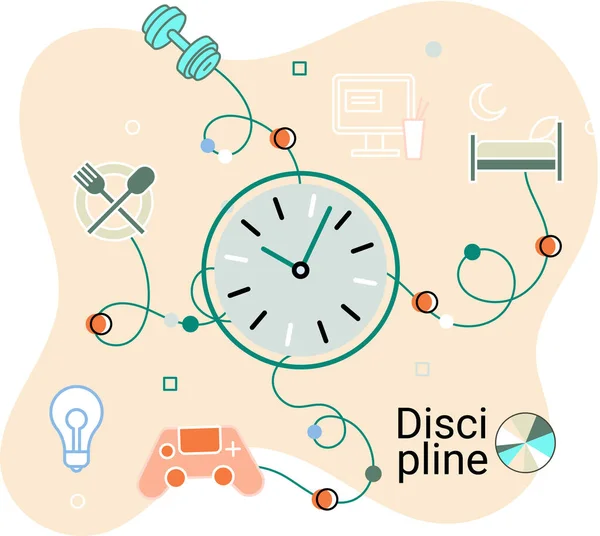 Discipline concept icon. Time management. Timetable. Working day idea thin line illustration — Stock Vector