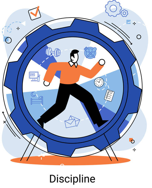 Daily schedule metaphor, daily affairs person, discipline indicators time for rest, work, sleep, food