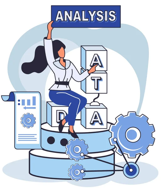 Análise de Big Data. Processo de análise de fontes de dados complexas para a metáfora de decisões de negócios eficazes —  Vetores de Stock