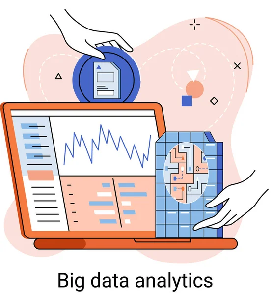 Анализ больших данных. Процесс анализа сложных источников данных для эффективной метафоры бизнес-решений — стоковый вектор