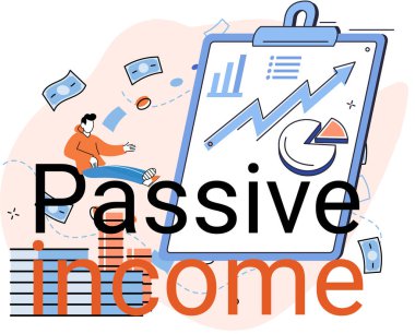 Pasif gelir metaforu, mevduat faizi, kar payı, yatırım, çevrimiçi para kazanma. Kar elde etmek