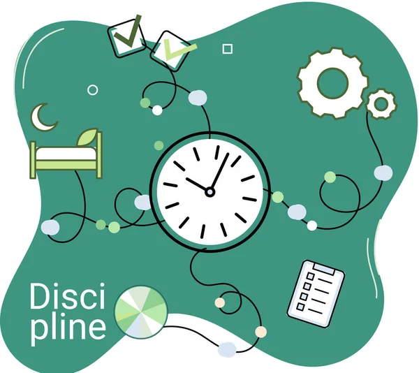 Discipline concept icon. Time management. Working day idea, time for work, hobby and study — Stock Vector