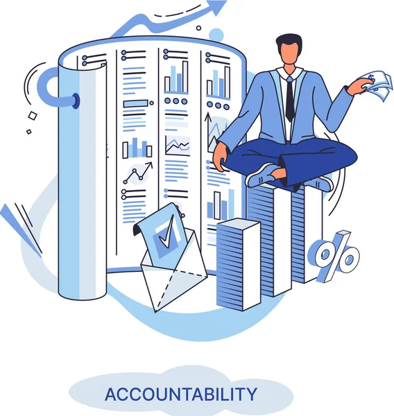 Financial administration, examiner, audit, accountability concept. Company tax and account — Stock Vector