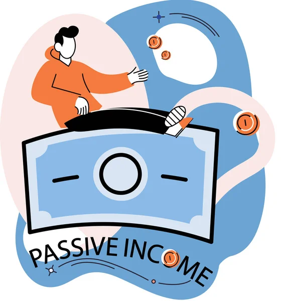 Passiv inkomst, ränta på inlåning, utdelningar, investeringar, monetarisering online. Att få vinst — Stock vektor