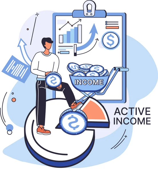 Reddito attivo ottenuto nel corso di determinate attività, utilizzando le vostre conoscenze e competenze, essere pagati — Vettoriale Stock