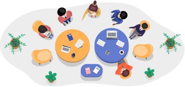 İş yeri bağlantısı çalışma konsepti. İş adamları projeden bahsediyor.