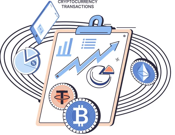 Cryptocurrency exchange platform and blockchain. Bitcoin mining, exchange platform, investment technology — Stock Vector