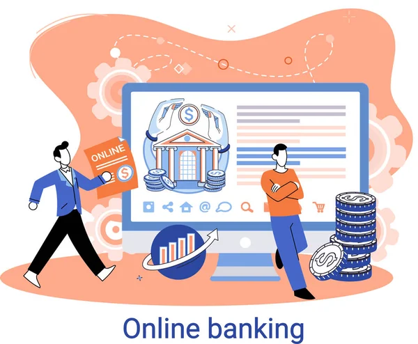 Інтернет банківська платформа, віддалений банківський сервіс, концепція системи онлайн транзакцій для мобільних платежів — стоковий вектор