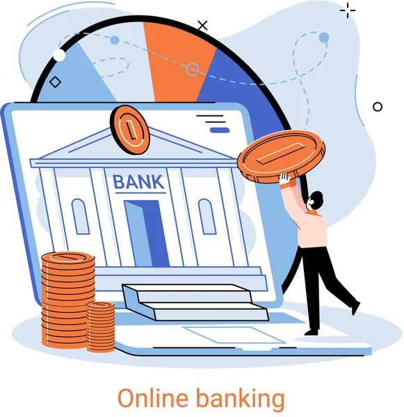 Online bankieren platform, remote bank service, online transactie systeem concept voor mobiele betaling — Stockvector