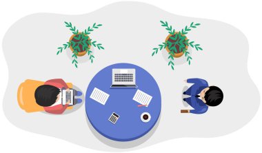 İş yeri bağlantısı çalışma konsepti. İş adamları projeden bahsediyor.