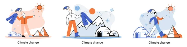 İklim değişikliği. Doğa Biyolojik Çeşitlilik Ana Toprak. İklim değişikliği ve gezegeni kurtarma metaforu, Dünya Çevre Günü — Stok Vektör