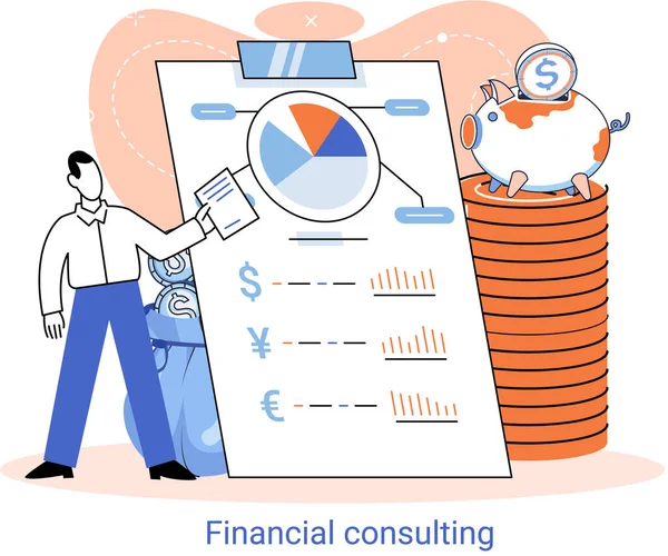 Consulenza finanziaria, gestione efficace dei fondi altri beni della società. Organizzazione contabile — Vettoriale Stock