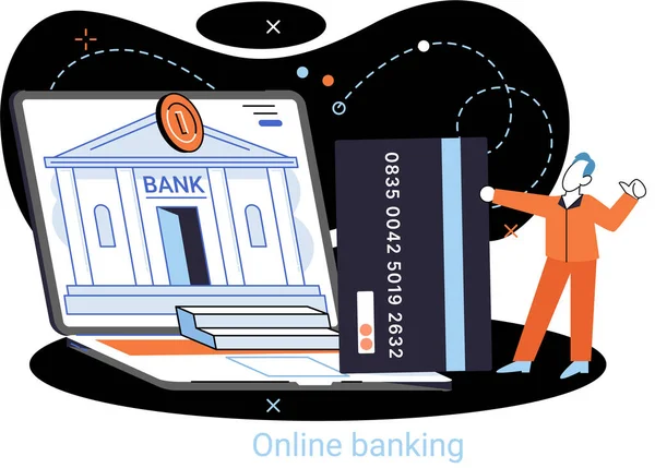 Online bankieren platform, remote bank service, online transactie systeem concept voor mobiele betaling — Stockvector