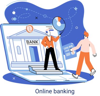 Çevrimiçi bankacılık platformu, uzak banka servisi, mobil ödeme için çevrimiçi işlem sistemi kavramı