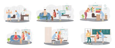 Antivirüs aşısı. Bilimsel araştırmaları yürüten bilim adamları laboratuvar asistanlarından oluşan bir takım test tüpü sahnesi hazırladılar.