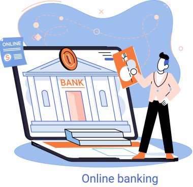 Çevrimiçi bankacılık platformu, uzak banka servisi, mobil ödeme için çevrimiçi işlem sistemi kavramı