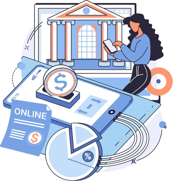 Online payment with smartphone application, transaction system concept for mobile investment — Stock Vector