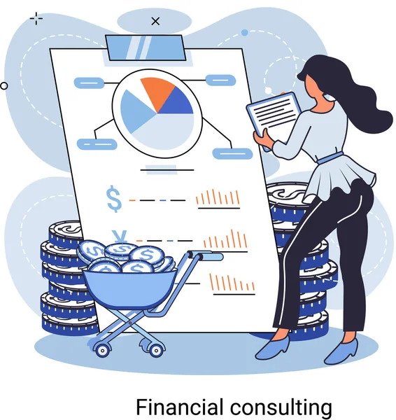 Consultoria financeira, gestão eficaz de fundos outros ativos da empresa. Organização contabilística —  Vetores de Stock