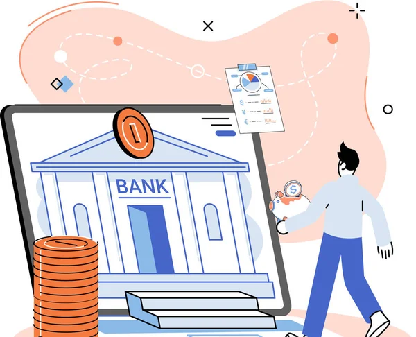 Plataforma de banca en línea, servicio bancario remoto, concepto de sistema de transacciones en línea para pago móvil — Vector de stock