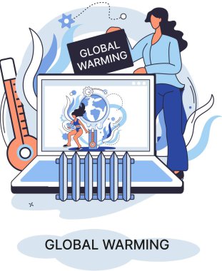Küresel ısınma metaforu, insan iklim değişikliği, emisyonlar atmosferi ve havayı yok ediyor, doğal afet