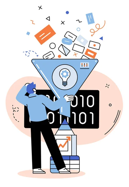 Business intelligence data analysis obtaining analytical information for making strategic decisions — Stock Vector