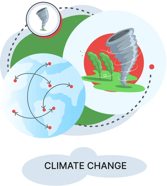 Koncepce globálního oteplování, změny klimatu, přírodní katastrofy tornáda, odlesňování, znečištění ovzduší — Stockový vektor