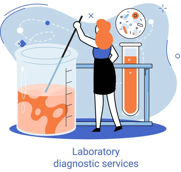 Services de diagnostic en laboratoire, recherche sur les indicateurs de santé, traitement, examen médical dans la métaphore clinique — Image vectorielle