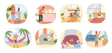 Kitap dergileriyle insanlara düz karakter seti okumak edebiyat izole edilmiş vektör illüstrasyonu