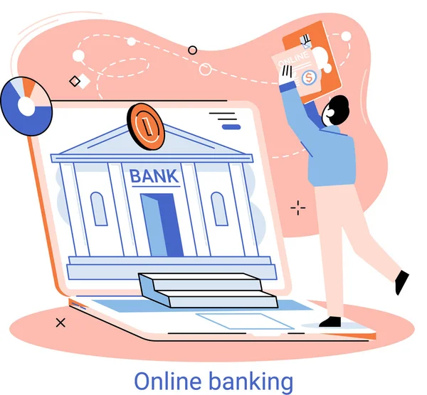 Online bankieren platform, remote bank service, online transactie systeem concept voor mobiele betaling — Stockvector