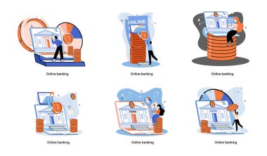Çevrimiçi bankacılık platformu, uzak banka servisi, mobil ödeme için çevrimiçi işlem sistemi kavramı