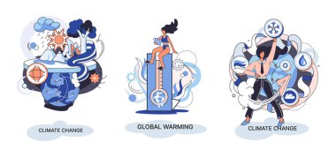 Küresel ısınma metaforu, insan iklim değişikliği, emisyonlar atmosferi ve havayı yok ediyor, doğal afet