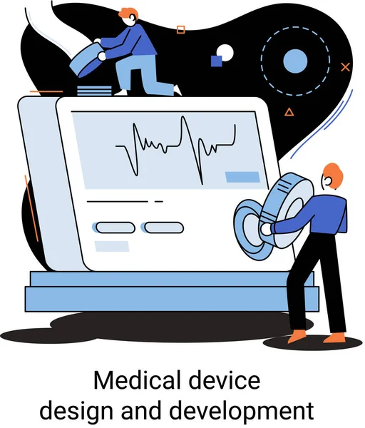 Bilimadamlarıyla birlikte tıbbi cihaz tasarımı ve geliştirme afişi araştırma yazılımı ve program geliştirir