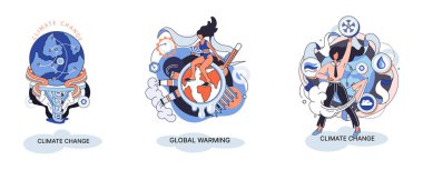 Küresel ısınma metaforu, insan iklim değişikliği, emisyonlar atmosferi ve havayı yok ediyor, doğal afet