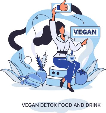 Fitness yaşam tarzı ve beslenme metaforu. Sağlıklı detoks vegan yiyecek ve içecek, zayıflamak için vejetaryen diyeti