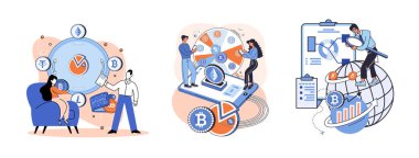 Kripto para bitcoin madencilik metaforu, engelleme zinciri teknolojisi. Siber bankacılık işlemleri
