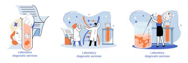 Klinik metaforunda laboratuvar teşhis hizmetleri, sağlık göstergeleri araştırma, tedavi, tıbbi muayene