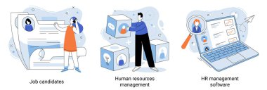 İK yönetim yazılımı, iş adayları aranıyor. Çalışma metaforu için istihdam, arama ve uygulama
