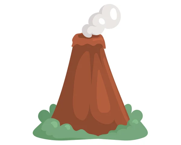 Isola pericolosa con vettoriale vulcano risvegliato isolato illustrazione, vulcano dormiente con fumo — Vettoriale Stock
