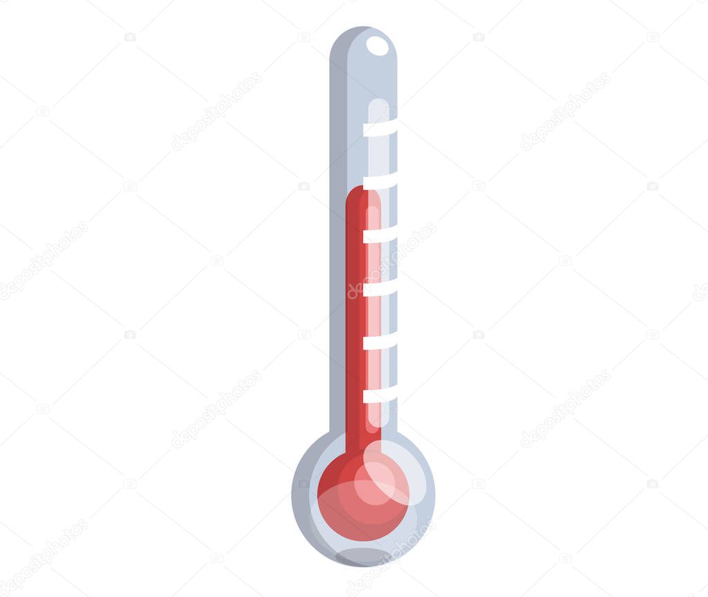 Thermometer outdoor illustration celsius fahrenheit indicators on measurement scale. Hot temperature
