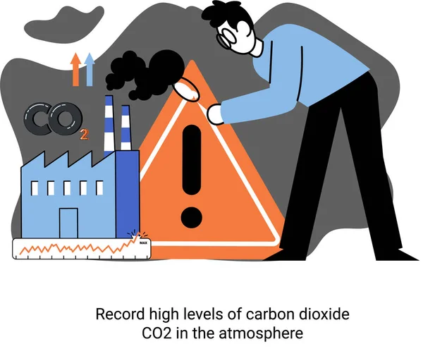 Record high levels of carbon dioxide CO2 in atmosphere. Problems of environment and ecology — Stock Vector
